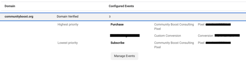 Domain Verification Facebook Manage Events