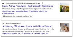 google ads results for nonprofits